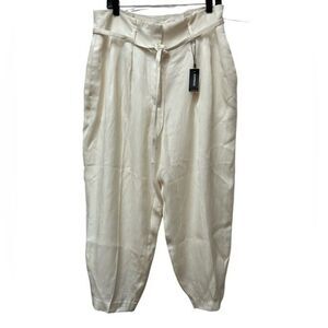 Express Linen Cream High Rise Tapered Ankle Pants Size 14